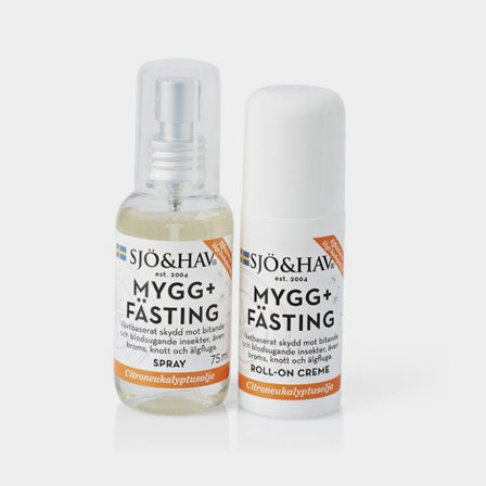 Muggen- & tekenmiddel Sjö & Hav Familiekeuze, Mug + Teek, 2-pack (roll-on, 50 ml + spray 75 ml)