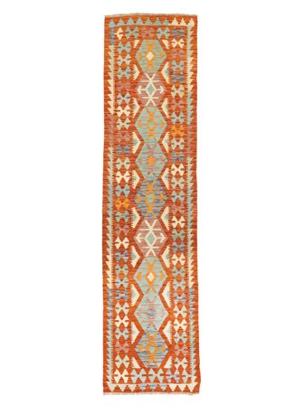 Kilim Afghan Old Style Rug Hand Woven 75X290 Runner Brown/Red Afghanistan