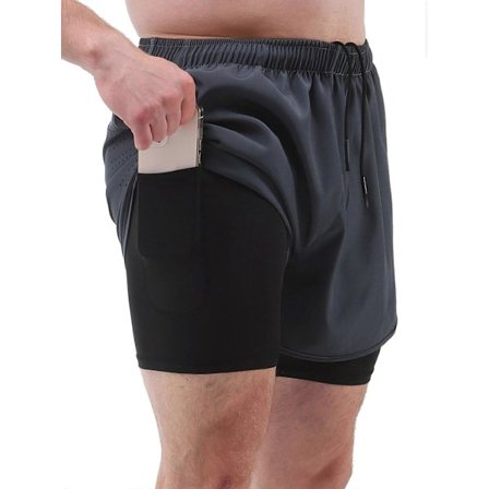 Herre Sports Shorts med Liner 2-i-1 med Lommer Hurtigtørrende Løbe Cykel Fitness Shorts -Sy -Sy