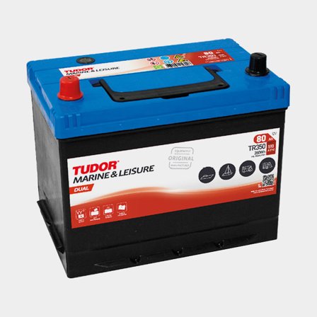 Start- & förbrukningsbatteri Tudor Dual TR350, bly (vått/öppet), 12 V, 80 Ah