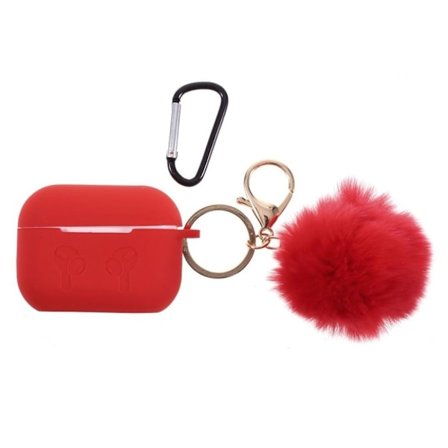 AirPods Pro silikoninen turkispallo koriste kotelo - Punainen