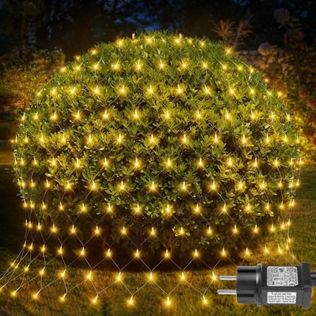 ROSNEK Valoketjuverho Jouluksi, 6x4m 660 LEDiä - Lämmin valkoinen - 8 Tilaa, Vesitiivis, Puutarhaan Pensaille Hääjuhliin