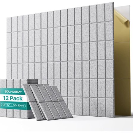 12-pak Selvklæbende Akustikpaneler, Lydisolerende Vægpaneler til Væg, Loft, Kontor 30x30cm_TF_TF