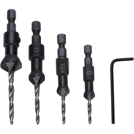 5 st Hex försänkta bits med insexnyckel, Koniska borr för mjuka metaller (CNC-slipning)