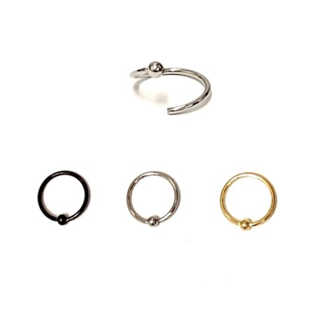 Extra tunn Flexibel BCR Ring med fixerad kula (3st)