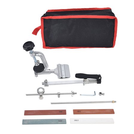 Ruostumattomasta teräksestä valmistettu veitsenteroitinsarja hiomakoneella ja teroituskivellä kotikäyttöön