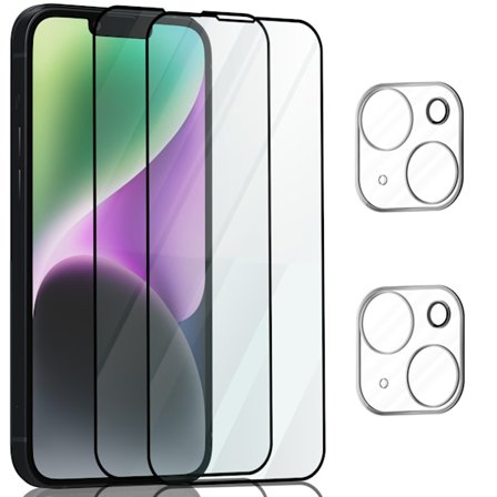 2-Pack ‏‏Iphone 14 Plus Näytönsuoja & 2-Pack linssinsuoja - Karkaistu Lasi 9H - Super laatu 3D