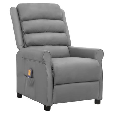 Vidaxl Massagefåtölj Med Uppresningshjälp Grå Konstläder Grå