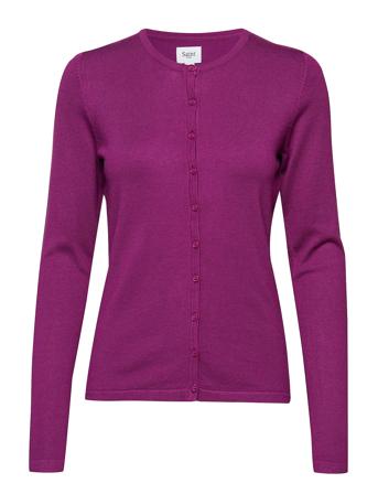 A8661, Milasz R-Neck Cardigan Strikket Trøje Cardigan Lilla Saint Tropez