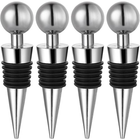 Sæt med 4 genanvendelige flaskepropper til vin, champagne, prosecco, øl, spiritus