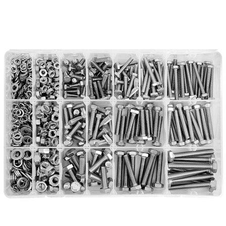 620 STK Bolter og muttere Flat & Lock Skiver Sortiment Rustfritt