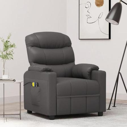 Vidaxl Massagefåtölj Med Uppresningshjälp Grå Konstläder Grå