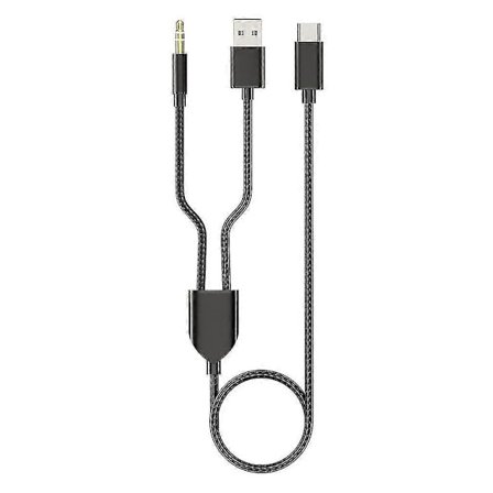 1 Dela 2 Typ C till USB A 3,5 mm Aux-kabel Stereo Hifi-ljud för bilhögtalare db