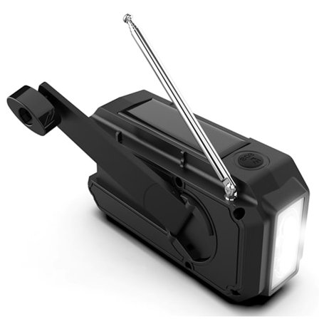 Väder AM / FM Radio Solar Handvev 1200mAh PowerBank ficklampa