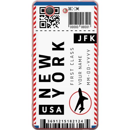Yhteensopiva Puhelinkuori Sony Sony Xperia Z3 Compact New York JFK -lennon lähtöselvityksen muotoilu, jossa on lentokonetta symboloiva viivakoodi ja
