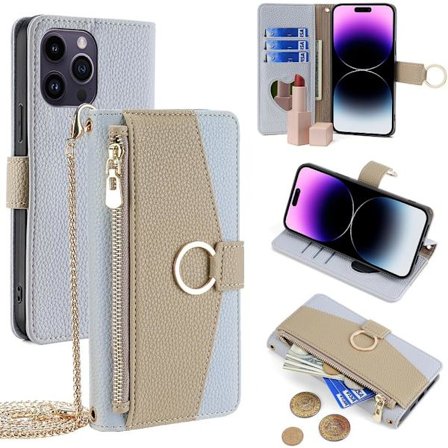 Plånboksfodral - Xiaomi 14T - PU-läder - Stötsäkert - Axelrem