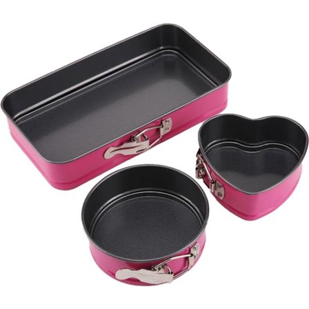 Mini springform med slippbelegg og avtakbar bunn, 3 deler, rosenrød KLB