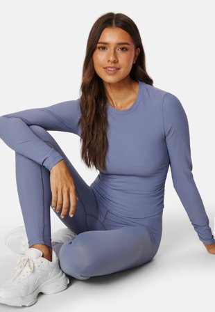 BUBBLEROOM Stefania Soft Rib Top Blue-grey Vaatteet