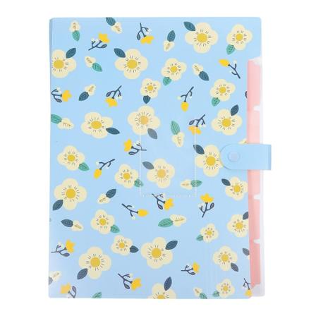 1 stk. Flerlags Kontormappe Prøvepapirpose Plast Dokumentmappe Blå 33x25x2cm Blue 33x25x2cm