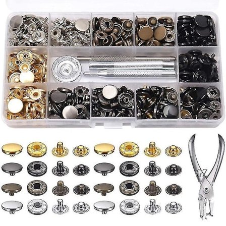 Snap-knappersett 120 sett 6 farger metallknapper