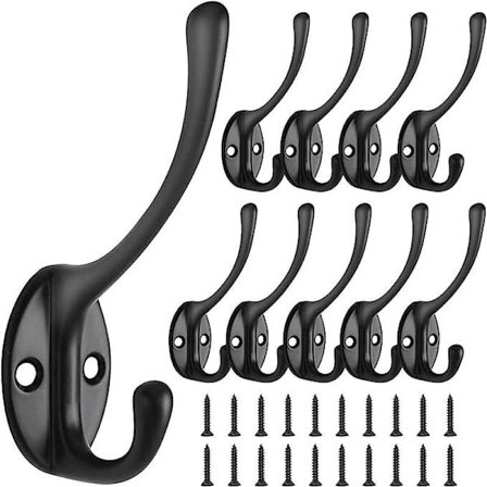 10 stk. Retro Knagerække Væg Knagerække Vintage Metal Dørkrog til Tøjstativ Badeværelse Køkken Sort-FA-