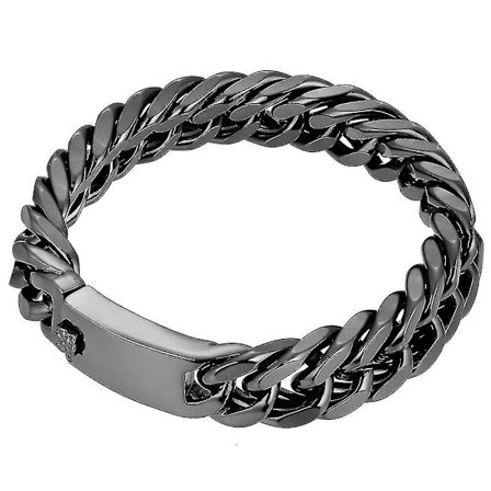 Herr Kedjeband Hip Hop Punk Armband Fyrkantigt Spänne Handled Länk C(Svart)