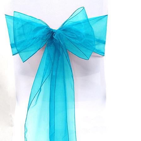 10 st Bröllopsorganza Stolslyror Båge Sash Fest Dekoration Blue 10 PCS