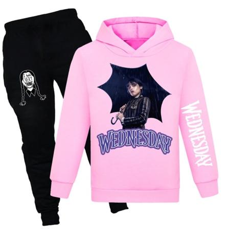 Mub- Wednesday Addams huppari + Casual Byxor Set pink G pink 150cm