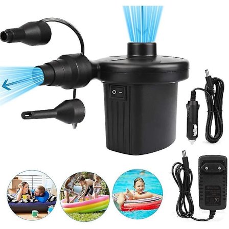 Elektrisk luftpump, elektrisk pump, luftmadrass, elektrisk pump, luftpump med 3 luftmunstycken för infla