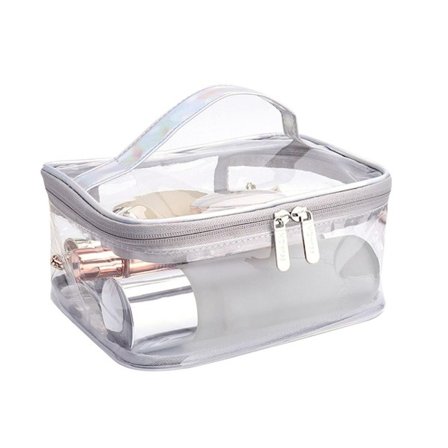 Transparent PVC Makeup Bag Bärbar Vattentät Toalettväska Stor Kapacitet Dragkedja Kosmetisk Väska[HK]