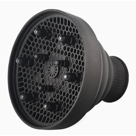Universal Hårtørrer Diffuser Tilbehør til Krøllet Hår - Foldbar Bonnet Hætte til Hårtørrer Styling - Sort