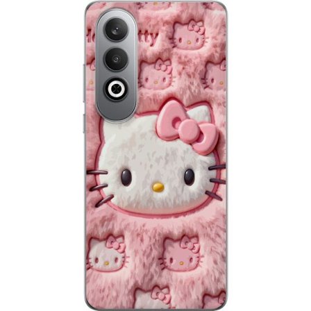 Kompatibel Mobilcover til OnePlus Nord CE4 Hello Kitty lyserød fluffy baggrund med ikonisk ansigt og kawaii-æstetik