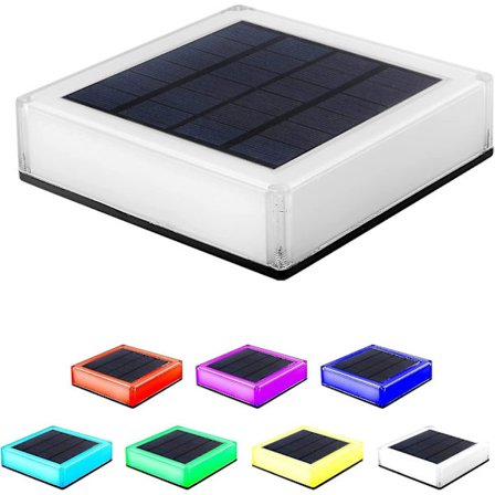 Solcelle stolpehatter - 13 x 13 cm 1 LED gjerde stolpe tre stolpe vanntett lys for dekk terrasse plen trinn utendørs solcellelys (rgb) Jiujiuso