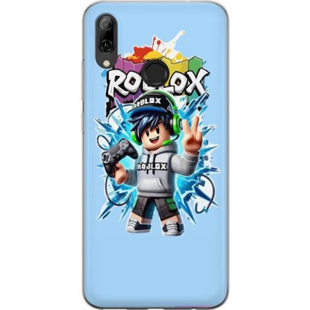 Kompatibel Mobilcover til Huawei Huawei P smart 2019 Farverig Roblox-karakter med controller og energifyldt splash art design, perfekt til børnevære