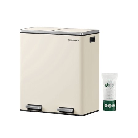 Rootz stor cremehvid skraldespand - Skraldespand - Affaldsspand - Stålkonstruktion - 59 cm x 32,5 cm x 65,2 cm - Fodpedal 操作 Størrelse: 13,5 cm x 4 cm