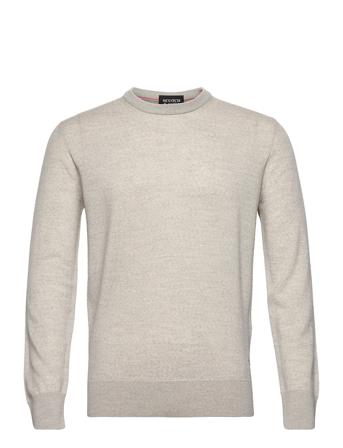Essentials - Crewneck Pullover In Bio Merino Wool Strikkegenser M. Rund Krage Grå Scotch & Soda