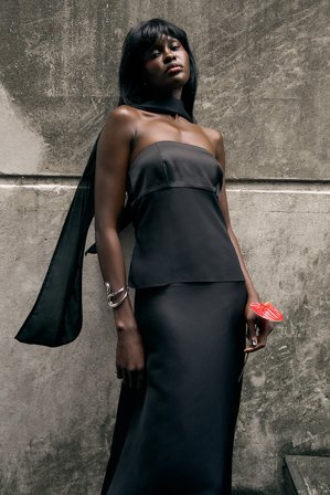 Amy Lefévre x NA-KD Haut bandeau en mousseline de satin - - Noir - EU 34