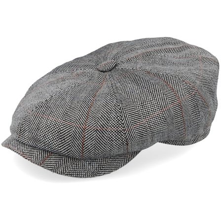 Stetson - Hatteras Silk Black Herringbone Flat Cap Flatcap Black Cap - @ Hatstore