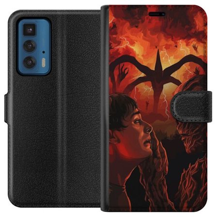 Yhteensopiva Lompakkokotelo Motorola Edge 20 Pro Satumaista moskeijaa pastelliväreillä, roikkuvilla lyhdyillä, tähdillä ja puolikuulla pilvien jo