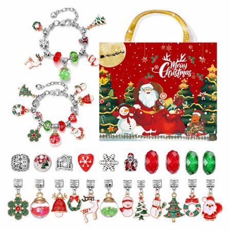 Julekalender armbånd til piger 24 dage jule nedtælling kalender DIY smykker fremstilling kit gave til børn teenagere kvinder