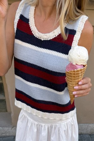 NA-KD gestreiftes Strick-Unterhemdchen - Stricktops - Stripe - M (EU 38-40)