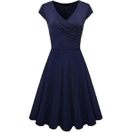 Elegant Damklänning Enfärgad Kortärmad V-ringad Afton Cocktail Bal Sommarklänning
