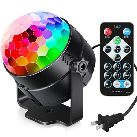 Partylys med fjernkontroll DJ-lys, Diskokule Strobelys 7 moduser for Karaoke Halloween Juledekorasjon