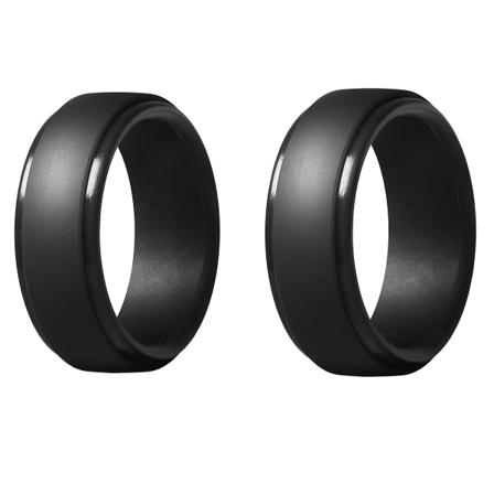 2 stk. 8mm Sorte Mænd Silikon Kølige Ringe Kvinder Gummi Bryllupsring Miljøvenlig Sportsring - 7 & 8
