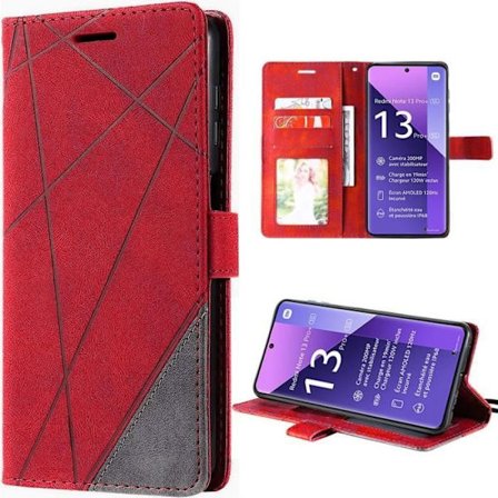 Fodral till Xiaomi Redmi Note 13 Pro+ 5G - Note 13 Pro Plus 5G - Rött lädereffekt Stötsäkert 360° skydd