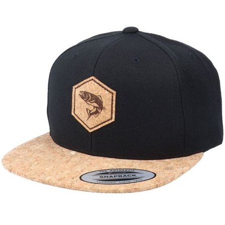 Skillfish - Svart snapback Keps - Trout Patch Black/Cork Snapback @ Hatstore