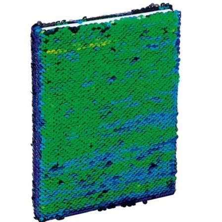 Anteckningsbok A5 med gröna och svarta paljetter/ 96 sidor