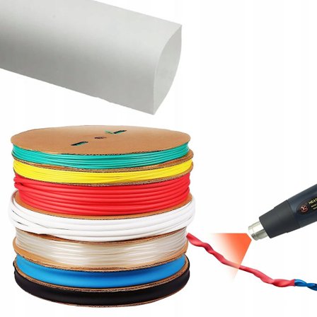 Krympeslange Hvit 18Mm 1M – 2:1 Krympeforhold | Isolerende | UV- og Vanntett | for Elektronikk og Bil