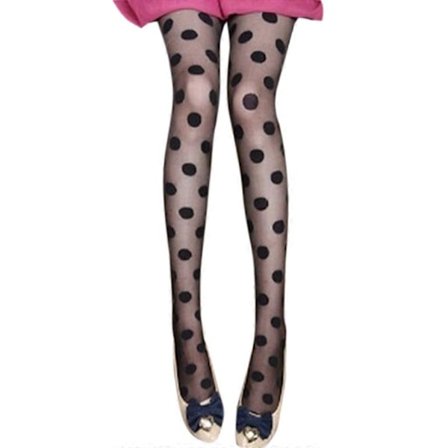Dam Vintage Retro Stora Prickiga Tryckta Tights Strumpbyxor Ultratunna Jacquar