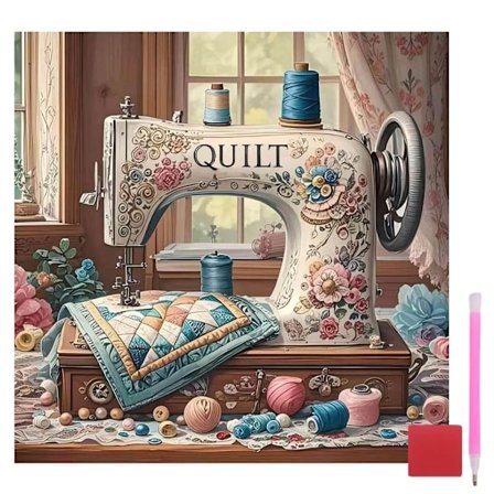 Symaskine Diamant Kunst Maleri Sæt til Voksne, Blomster Diamant Prik Sæt til Begyndere, DIY Rund Fuld Bor Diamant Ædelsten Håndværk til 